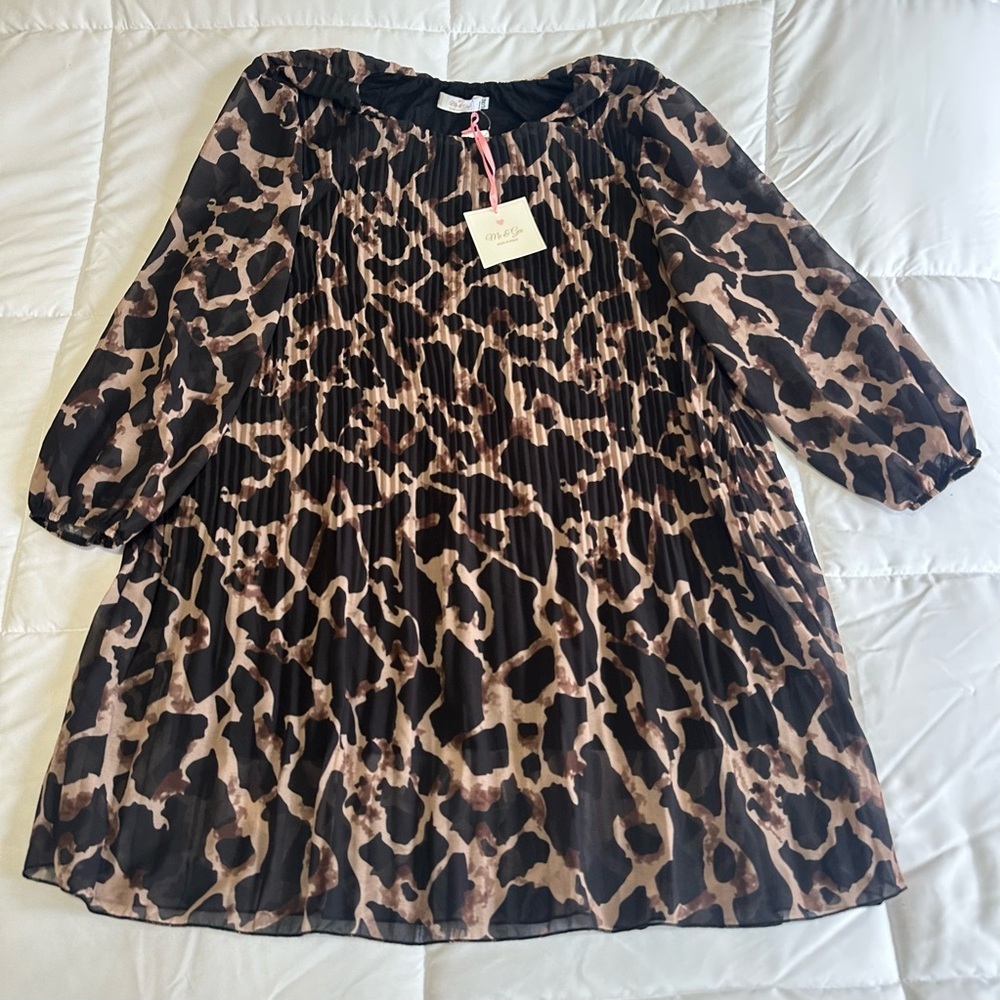 New Me & Gee Leopard Print Dress Sz L/XL